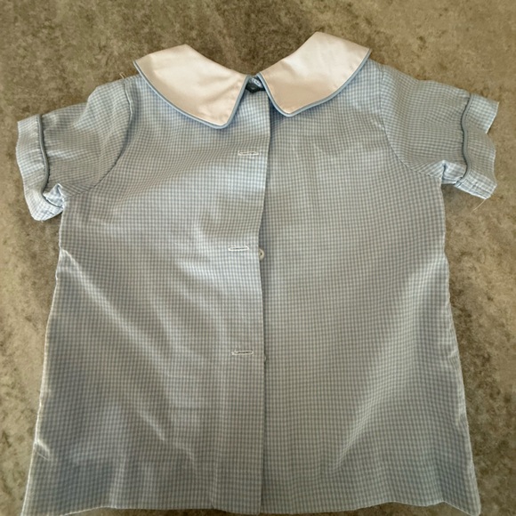 Blue Gingham Peter Pan Collared shirt with Embroidered Detail - Picture 2 of 4